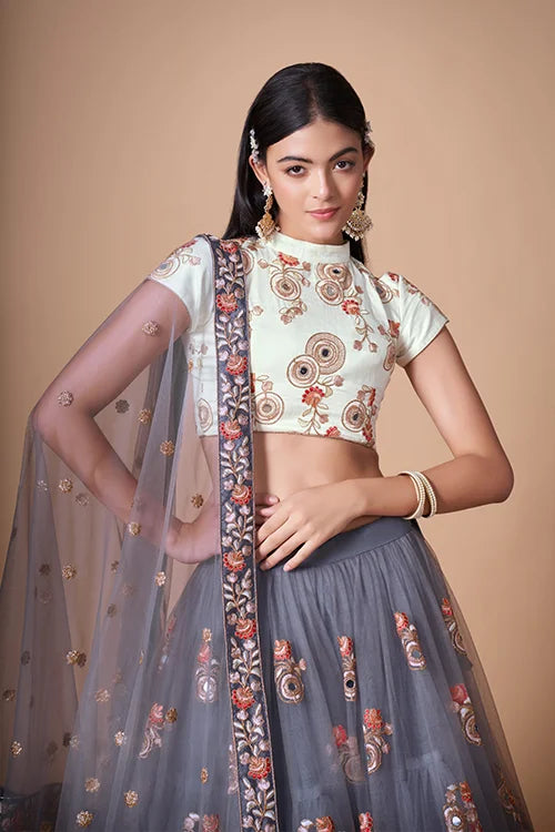 Symphony of Sequins and Embroidery in Lehenga Choli Couture Secondary image
