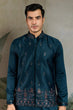 Load image into Gallery viewer, Teal Blue Embroidered Kurta Koti Set for Men Clothsvilla