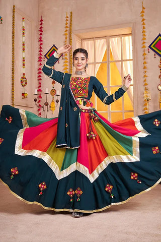 Teal Blue with Multi Navratri Chaniya Choli for Ladies Wear Clothsvilla