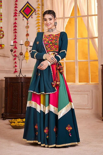 Teal Blue with Multi Navratri Chaniya Choli for Ladies Wear Clothsvilla