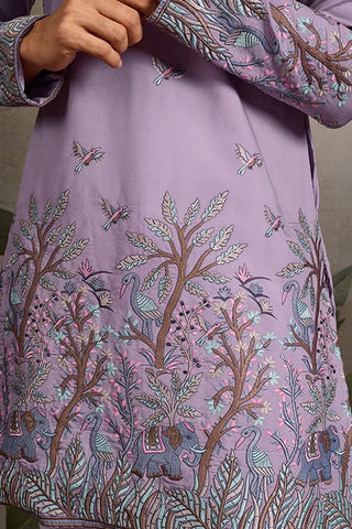 Premium Lavender Embroidered Kurta for Mens Wear Clothsvilla