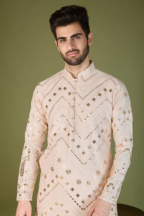 Designer Ivory Viscose Rayon Kurta for Men Online Clothsvilla