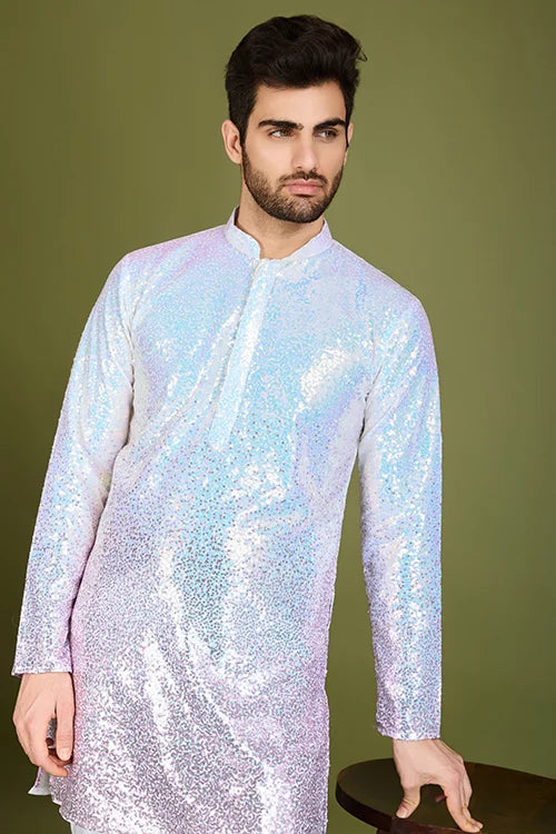 Designer Ombre Pink Georgette Kurta for Men – Stylish & Elegant Clothsvilla
