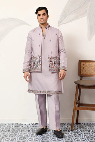 Indian Traditional Dusty Lavender Koti Kurta Pant Wedding Set Clothsvilla