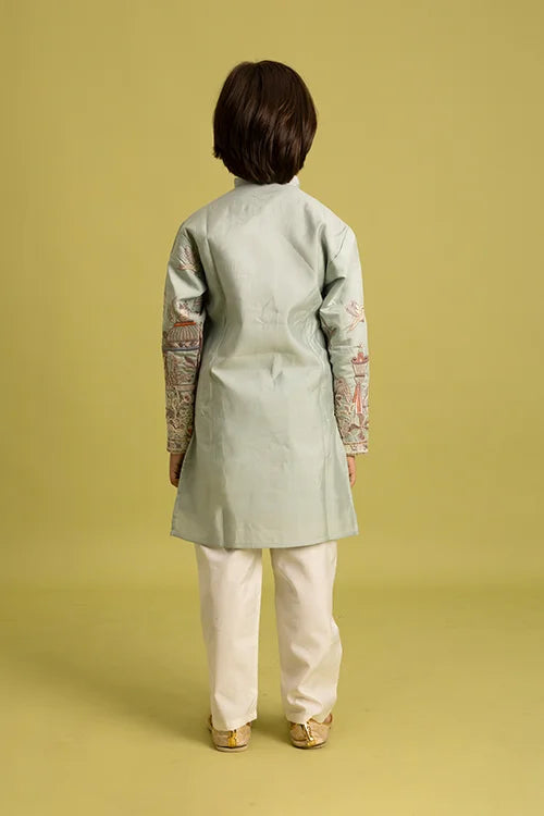 Trendy Pista Color Vantara Designer Kids Kurta Set Clothsvilla