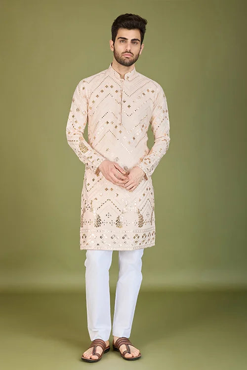 Designer Ivory Viscose Rayon Kurta for Men Online Clothsvilla
