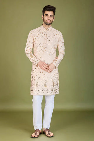 Designer Ivory Viscose Rayon Kurta for Men Online Clothsvilla