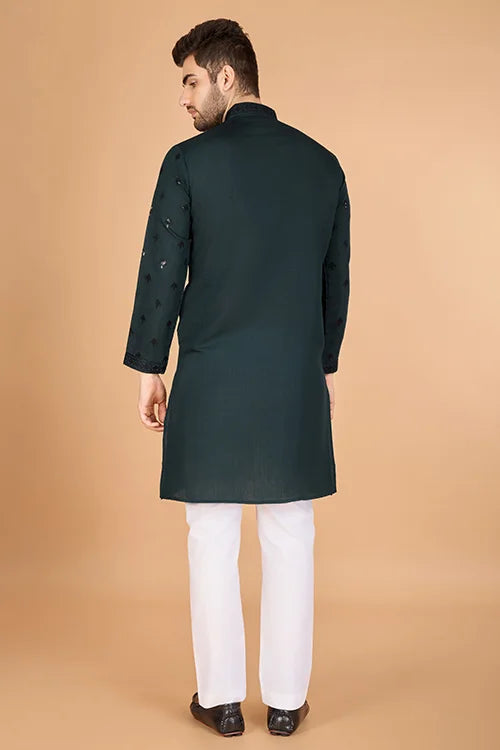 Designer Green Viscose Silk Kurta for Men Online Clothsvilla