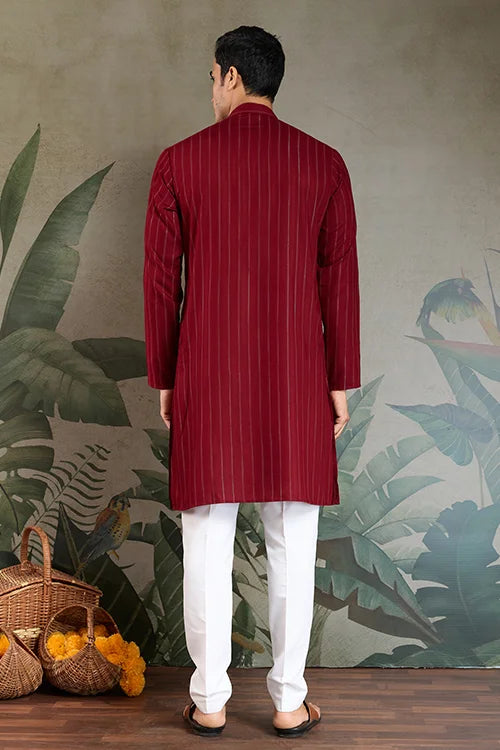 Designer Red Kurta with Dupatta for Festive Look Clothsvilla
