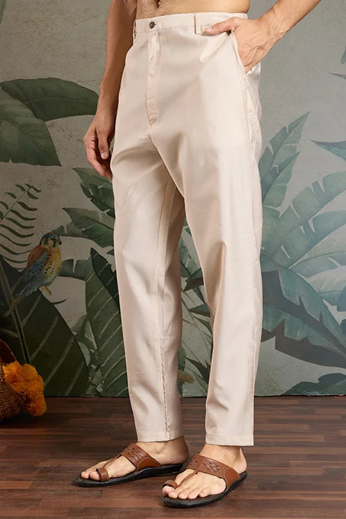 Classic Ivory Embroidered Kurta Pajama for Men Clothsvilla
