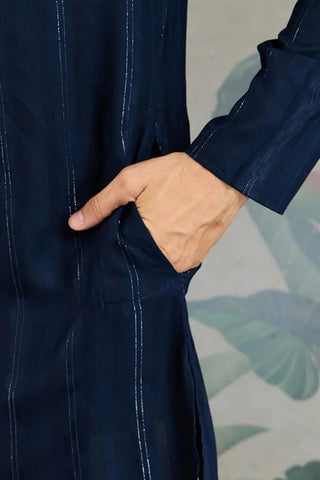Elegant Navy Blue Mens Wear Kurta Set with Dupatta Clothsvilla