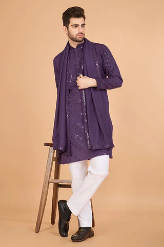 Dusty Purple Latest Branded Kurta for Mens Wear Clothsvilla