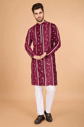 Stylish Wedding Wear Heavy Embroidered Mens Kurta Clothsvilla