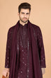 Load image into Gallery viewer, Maroon Stylish Sequence Embroidered Best Kurta for Men Clothsvilla