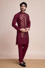 Traditional Embroidered Maroon Silk Kurta for Men Clothsvilla
