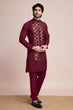 Load image into Gallery viewer, Traditional Embroidered Maroon Silk Kurta for Men Clothsvilla