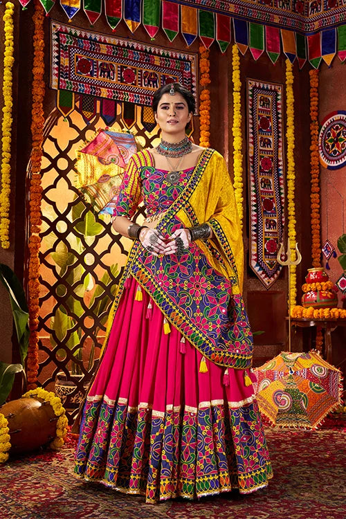 Traditional Mirror Work Chaniya Choli Set for Navratri Clothsvilla
