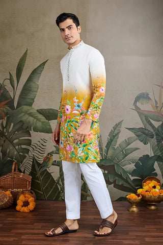 Printed with Hand Mirror Work Kurta for Mens Clothsvilla