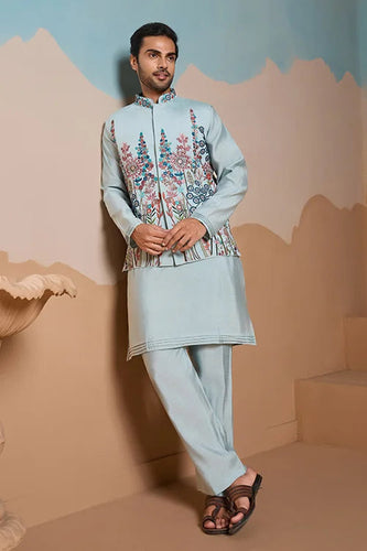 Unique Pista Color Koti Kurta Set for Men’s Style Clothsvilla