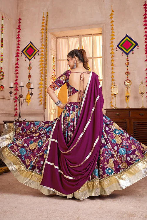Purple Printed Navratri Chaniya Choli for Women Clothsvilla