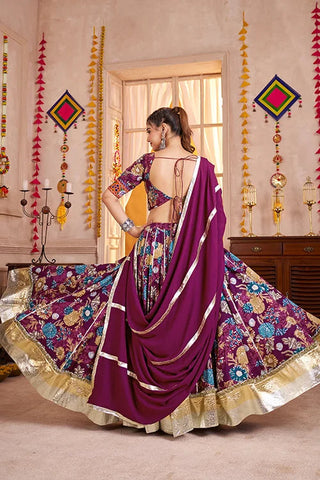Purple Printed Navratri Chaniya Choli for Women Clothsvilla