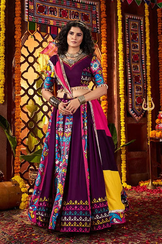 Traditional Purple Ghagra Choli for Garba Look Clothsvilla