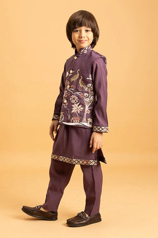 Graceful Purple Koti Kurta Set for Kids Wear Clothsvilla