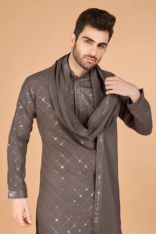 Brown Color Wedding Special Stylish Kurta for Men Clothsvilla