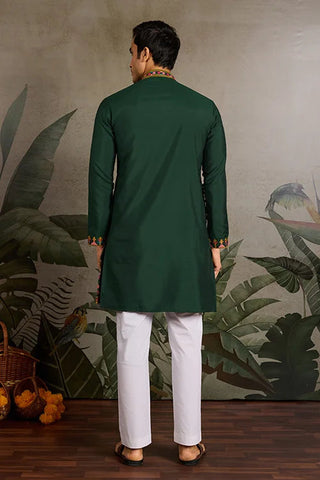 Embroidered Look Wedding Green Kurta for Men Clothsvilla