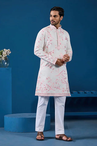 Classic White Viscose Silk Festive Kurta for Mens Clothsvilla