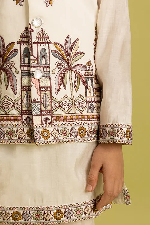 Elegant White Koti Kurta Set for Boys 6 to 12 Year Clothsvilla