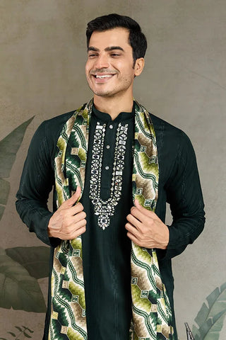 Traditional Green Kurta with Dupatta for Mens Wear Clothsvilla