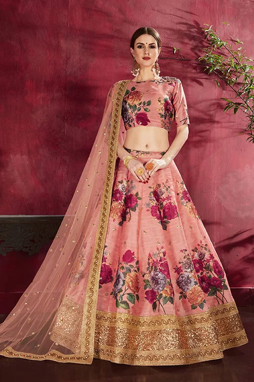 Traditional Bridal lehenga Cholis For Women New Collection Peach Colour Clothsvilla