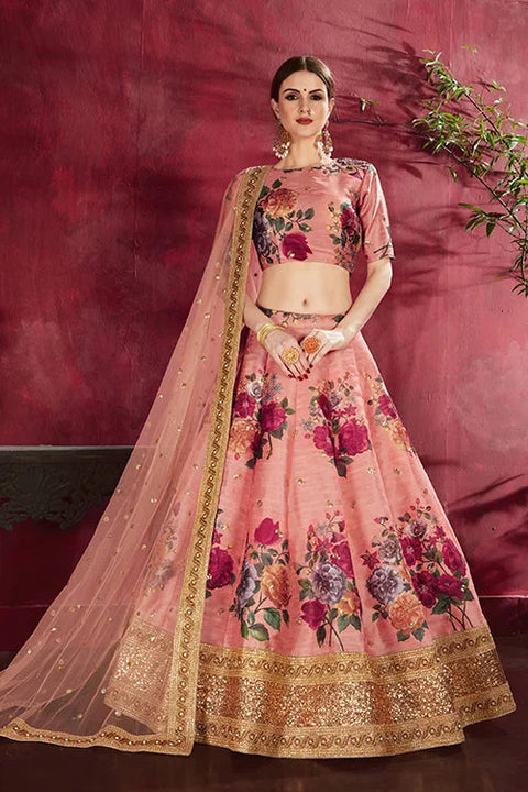 Traditional Bridal lehenga Cholis For Women New Collection Peach Colour Clothsvilla Main image