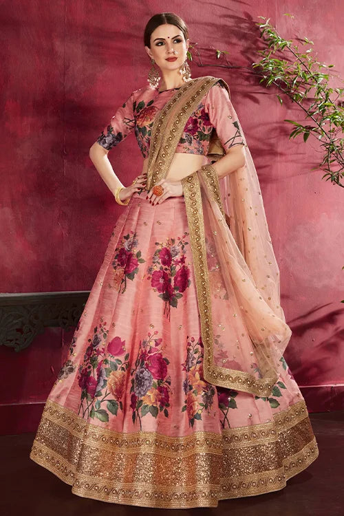 Traditional Bridal lehenga Cholis For Women New Collection Peach Colour Clothsvilla