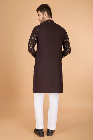 Brown Designer Men's Kurta – Viscose Rayon Fabric Clothsvilla