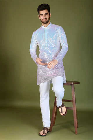 Designer Ombre Pink Georgette Kurta for Men – Stylish & Elegant Clothsvilla