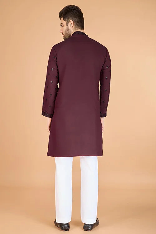Maroon Designer Kurta for Men - Festive & Wedding Clothsvilla