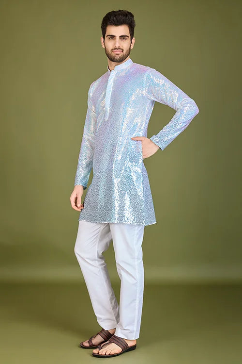 Stylish Ombre Blue Kurta for Men – Festive & Wedding men's kurta Clothsvilla