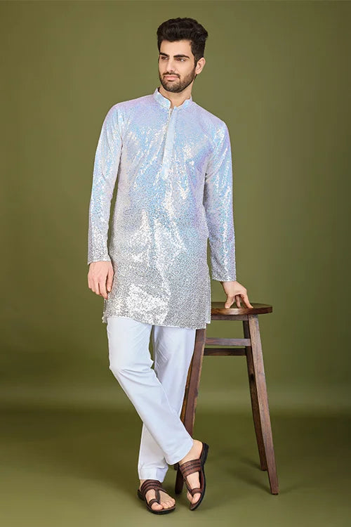 Ombre Yellow Designer Men's Kurta in Real Georgette gents kurta Clothsvilla Main image