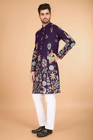 Designer Purple Kurta for Men - Viscose Rayon Fabric Clothsvilla
