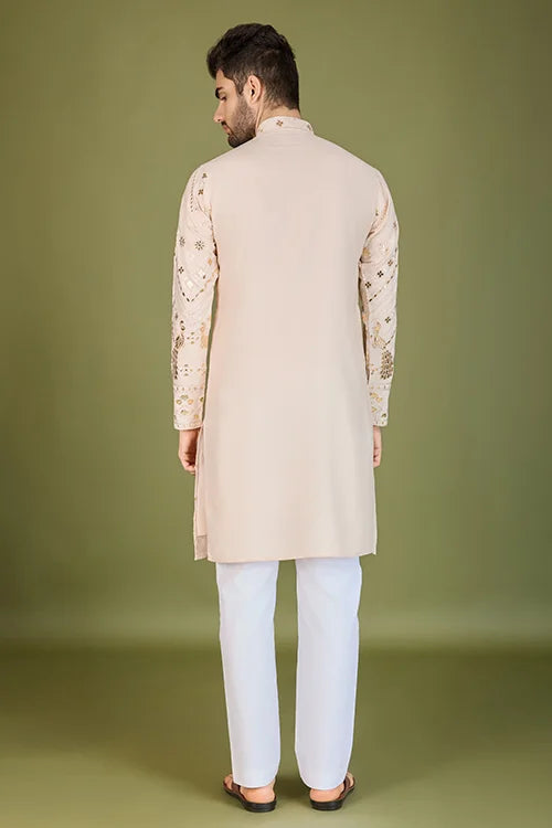 Designer Ivory Viscose Rayon Kurta for Men Online Clothsvilla