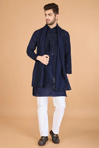 Navy Blue Viscose Silk Kurta Set – Stylish & Comfortable Clothsvilla
