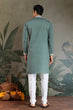 Load image into Gallery viewer, Pastel Pista Viscose Silk Embroidered Kurta for Men Clothsvilla