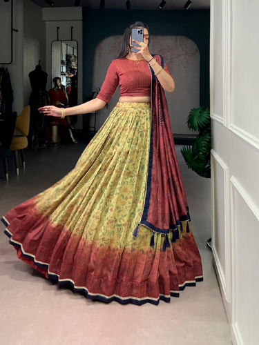 Cream Printed Lehenga Choli with Dupatta ClothsVilla