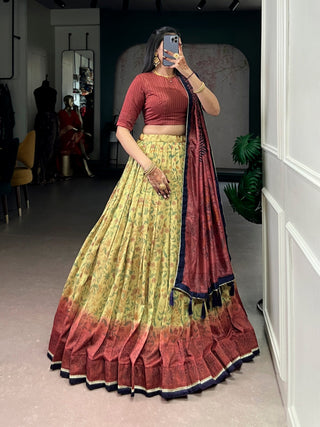 Cream Printed Lehenga Choli with Dupatta ClothsVilla