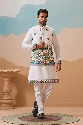 Vantara Style Premium White Mens Wear Koti Kurta Collection Clothsvilla