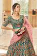 Load image into Gallery viewer, Designer Teal Velvet Lehenga with Soft Net Dupatta Clothsvilla