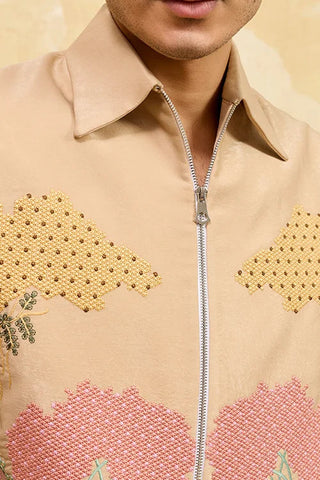 Premium Beige Bomber Jacket Set Special Mens Wear Clothsvilla