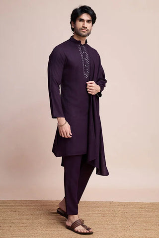 Purple Viscose Designer Kurta with Pant & Dupatta Clothsvilla